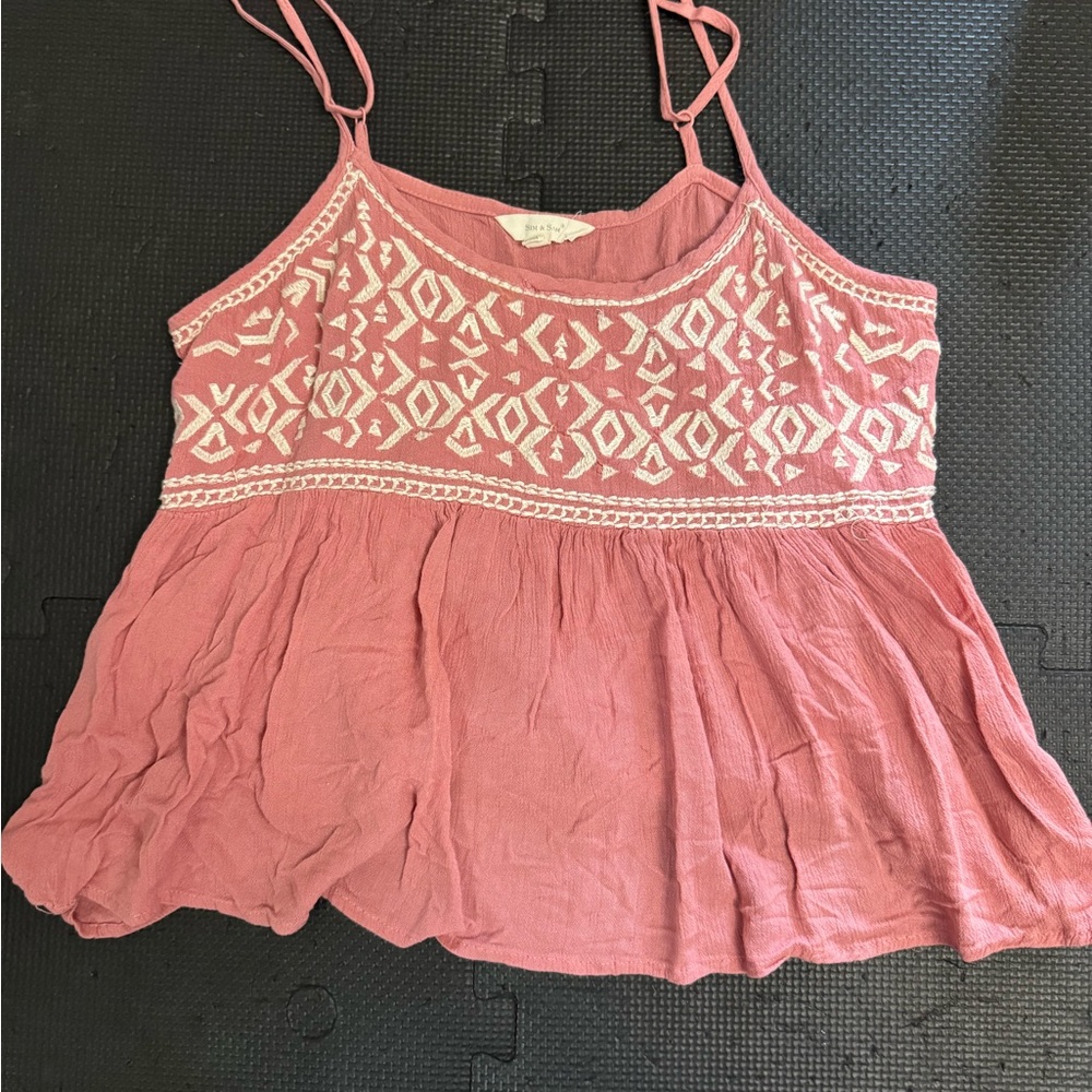 Pink Graphic Pleated Camisole